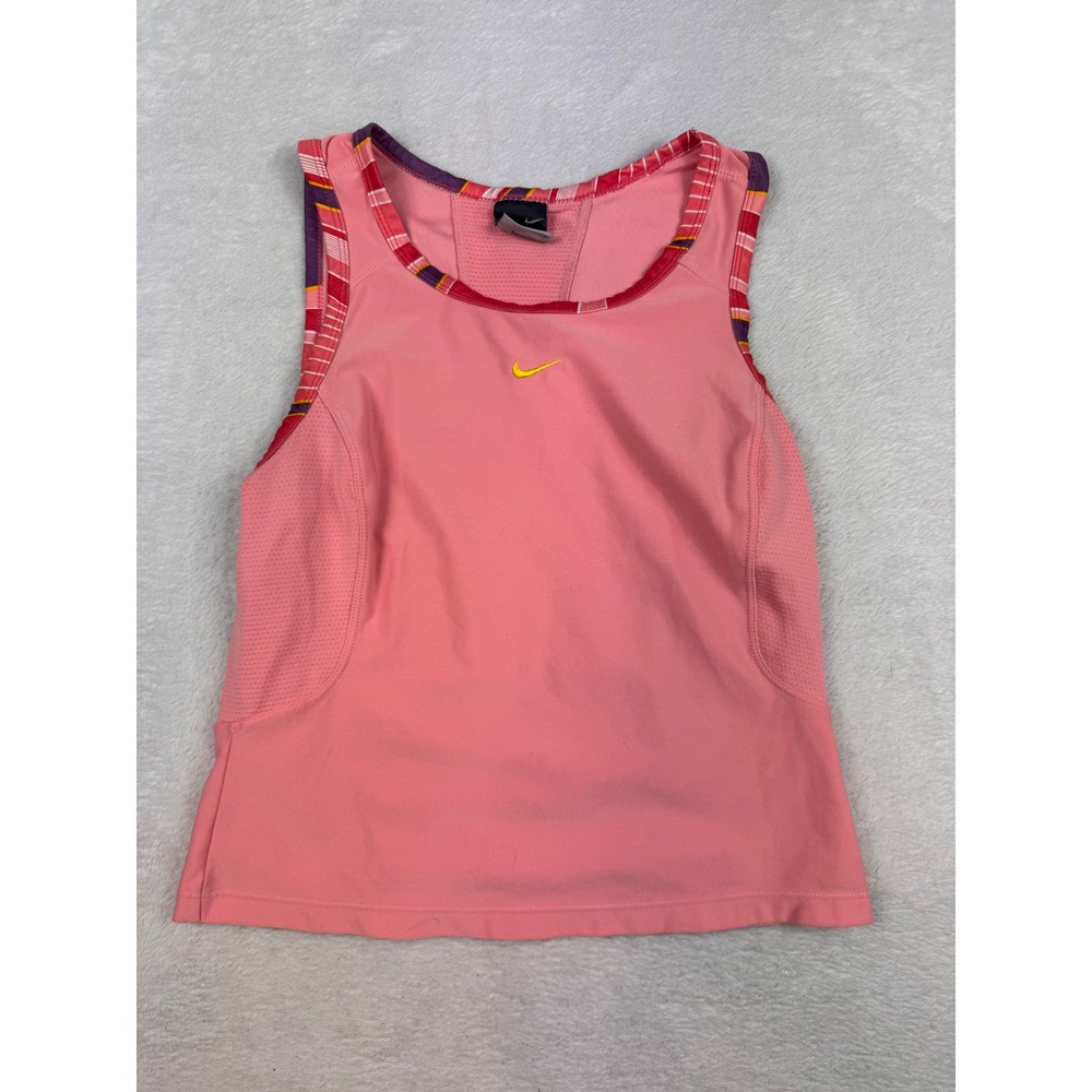 Nike Dri-FIT Womens Pink Striped Trim Athletic Tank Top Small